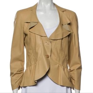 Emporio Armani Blazer Nude Beige Leather Jacket size 12,  EU 46